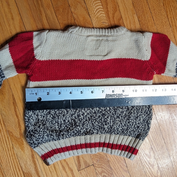 Roots Cabin Knit Sweater Grey Tan Red 8-12 months unisex boy girl winter outdoor - Picture 8 of 9